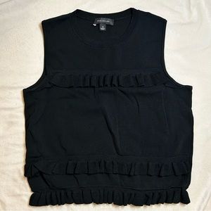 Ann Taylor Black Ruffled Sleeveless Crop Top